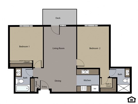 a floor plan of a two bedroom apartment
